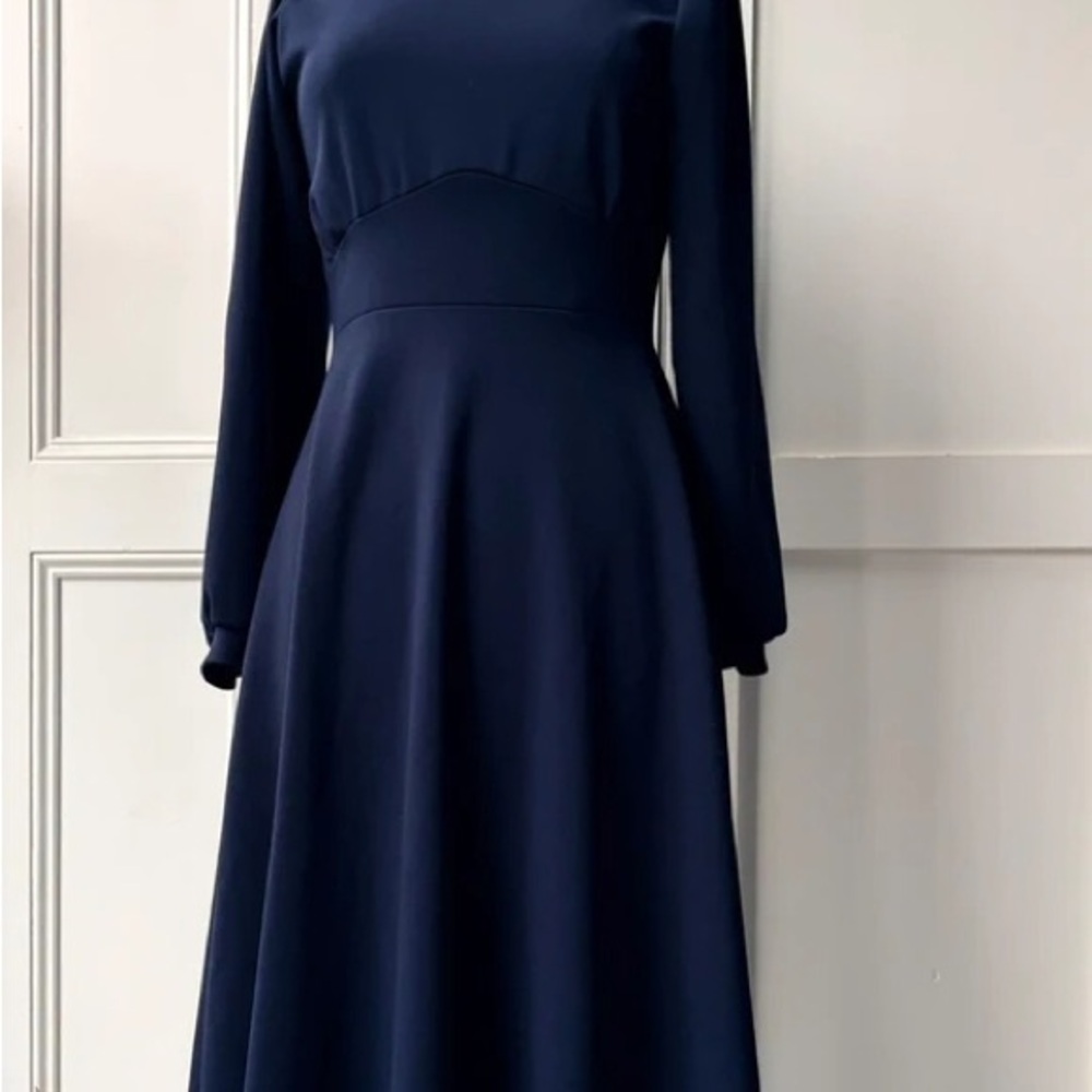 Sophisticated Midnight Blue Long Sleeve Dress
